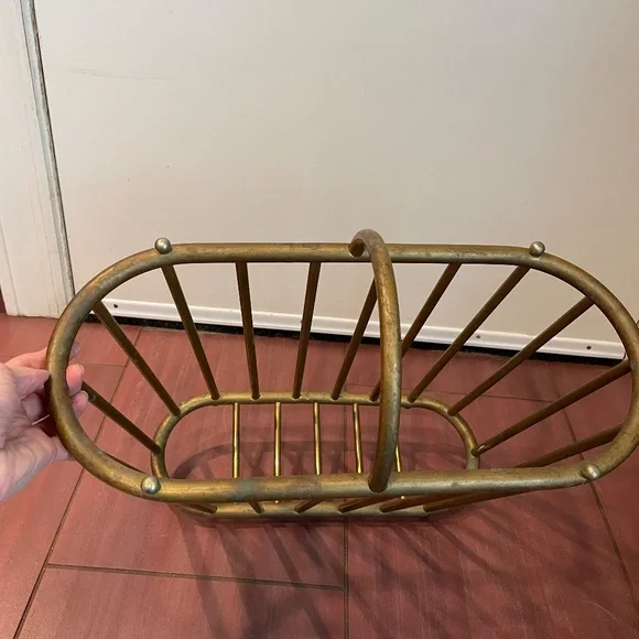 Vintage mid century modern brass magazine holder/rack